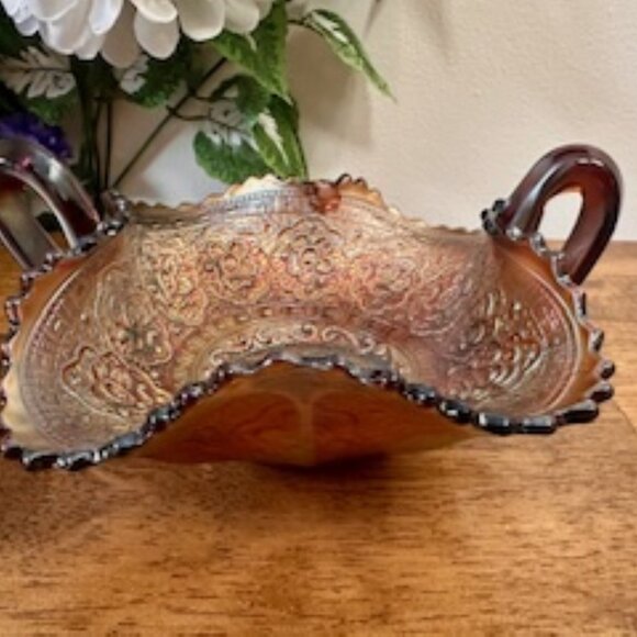 Fenton Persian Medallion Amethyst Carnival Glass Dish Purple Blue Gold Iridescen - Picture 4 of 4